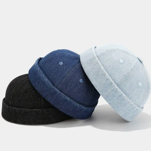 Casquette Docker en jean tendance, bonnet sans bord, bonnet uni, casquette de marin, bonnets, casquette bob, casquette ajustable pour homme et femme - Product Image 2