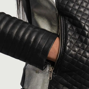 Blouson Moto Femme en Cuir Respirant Style Motard Urbain avec Poches Zippées Coupe Slim Tendance Qualité Supérieure - Product Image 6