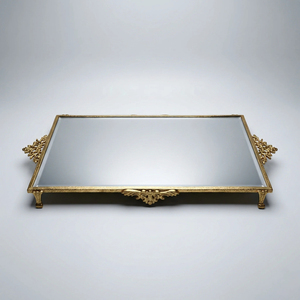 Luxury Brass Mirror Jewelry Tray Decorative <b>Storage</b> Organizer Vintage Style Vanity Display Tray Wedding Gift Brass Home Decor - Product Image 5