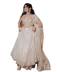 Bordado de Georgette pesado de tendencia con seda de espejo y tela de rayón Lehenga Choli multicolor para mujer, ropa de fiesta y Festival - Product Image 1