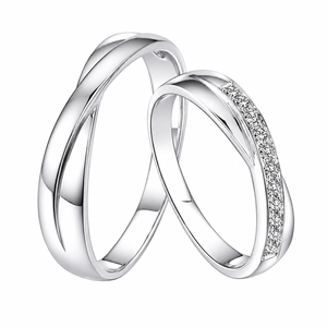 Natural Round Brilliant Cut Diamond <b>Couple</b> Bands | White Gold Pave Setting <b>Rings</b> | Matching Wedding Engagement Fine Jewelry - Product Image 4