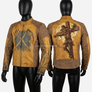 Toxic Waste Mutant <b>Racing</b> Leather <b>Jacket</b> Green Acid Wash Biker Coat Slim Fit Men Streetwear Outerwear Custom Printed Cowhide - Product Image 4