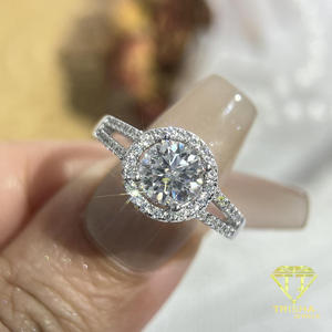 Round Cut Moissanite Diamond <b>Ring</b> <b>925</b> Sterling <b>Silver</b> Elegant Double Band Engagement Wedding Jewelry For Women - Product Image 5