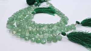 Cuentas facetadas en forma de pera de fresa verde natural, cuentas de piedras preciosas de fresa, 8x10 mm, cuentas de fresa verde de 8 pulgadas para joyería - Product Image 6