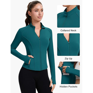 Vestes de yoga et de fitness pour femmes, grandes tailles, en nylon 100% écologique, respirantes, à séchage rapide, avec fermeture éclair, pour l'hiver, OEM ODM, vêtements de sport pour l'équitation - Product Image 4