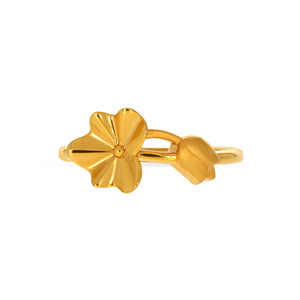 Bague Fleur et Bouton Dorée Golden Blossom Grace Plaqué Or pour Femme – Élégante, Inspirée de la Nature, Minimaliste, Tendance - Product Image 3