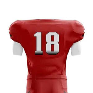 Uniforme de football américain pour homme, couleur rouge unie, anti-UV, col en V, manches courtes, tissu polyester, uniforme de football pour homme tendance - Product Image 5