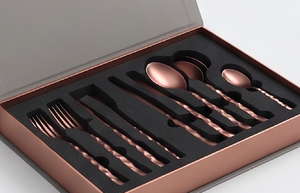 Juego de Cubiertos Metálicos Vintage con Acabado Mate y Mango Trenzado, Cuchara, Tenedor y Cuchillo Aptos para Lavavajillas, Colección de Cubiertos para Bodas - Product Image 6