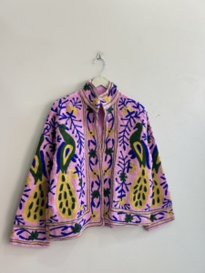 Chaqueta Formal de Mujer con Cuello Alto, Chaqueta Bordada Transpirable de Algodón TNT - Product Image 3