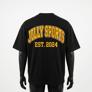 T-shirt surdimensionné pour homme en coton premium 240 GSM, noir, imprimé, coupe ample, style athlétique - Product Image 4