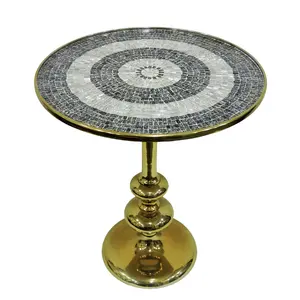 Hand gefertigter Aluminium-Beistell tisch mit Mosaik platte Indoor Outdoor Aluminium Kunden spezifischer runder Beistell tisch