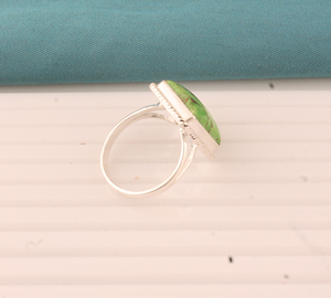 Wholesale Shree Jaipur <b>Silver</b> Women's Classic Engagement Rectangular Lime Green Turquoise 925 <b>Sterling</b> <b>Silver</b> Rope <b>Wire</b> Ring - Product Image 5