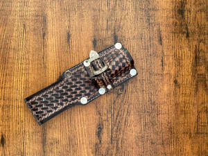 Funda de soporte de palo de caballo de cuero genuino mecanizado a mano de alta calidad con bucle de cinturón adjunto Organizadores de senderismo de cuero genuino - Product Image 3