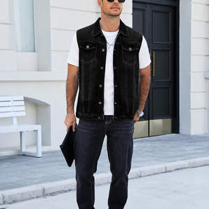 Gilet en jean pour hommes, veste sans manches, streetwear élégant, décontracté, respirant, durable, confortable pour toutes les saisons - Product Image 4