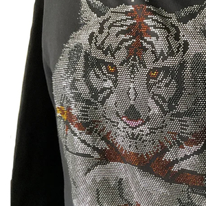 Sweat-shirt à capuche noir pour homme, design tigre en strass, décontracté, en polaire, pour l'automne - Product Image 4