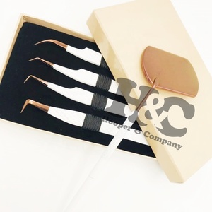 แหนบต่อขนตาสีขาวสีโรสโกลด์แบบแข็งแหนบสเตนเลสแบบยั่งยืนแหนบปลายแหลมโลโก้ขนมิงค์ - Product Image 5