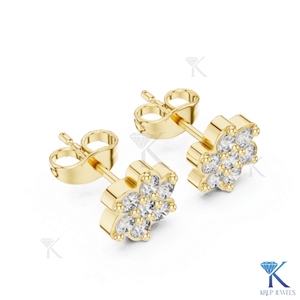Lab Grown Diamond Floral Daisy Cluster <b>Stud</b> Earrings 14K 18K Solid Gold 7 Stone Fine Women Jewelry Bridal Anniversary Gift - Product Image 6