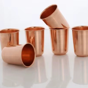 Heavy duty copper drinking <b>glasses</b> thick metal tumblers for <b>water</b> juice cocktail use durable reusable kitchen dining bar - Product Image 1
