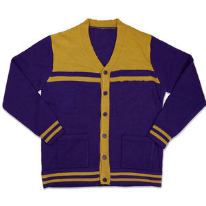 Cárdigan de algodón transpirable de primera calidad con cuello en V para hombre, chaqueta de punto con botones y rayas estilo universitario, de lujo discreto. - Product Image 5