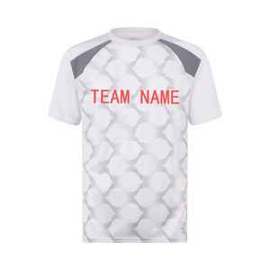 Maillot de football personnalisé pour homme, blanc, sublimation du nom de l'équipe, manches courtes, col rond, polyester respirant, coupe athlétique - Product Image 6