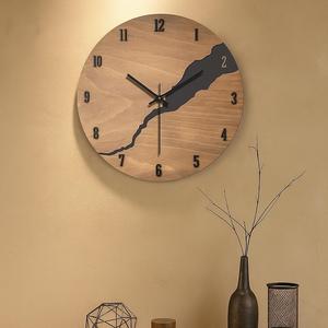 Reloj de Pared de Madera de Pino Sólido, Movimiento de Cuarzo, Visualización con Agujas, Estilo Moderno Antiguo, Color Madera Natural, Decoración para Sala de Estar - Product Image 5