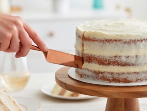 Ensemble de 2 pièces pour gâteau en acier inoxydable rose doré avec revêtement PVD rose doré pour table, hôtel, salle à manger et restaurant, fait main - Product Image 6