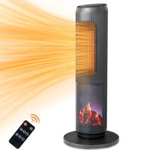 Calentador Eléctrico Portátil de 25 Pulgadas con Termostato, 1500W, Tipo Torre, Llama 3D, Oscilación de 60°, Temporizador, Control Remoto, Cobertura de 60 Pulgadas - Product Image 2