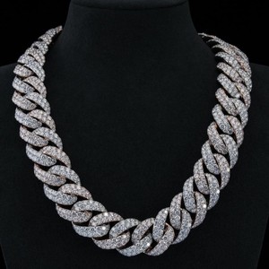 Custom 26mm Lab Grown Cuban <b>Chain</b> 925 Sterling Silver Massive Mosaic Cut <b>Iced</b> <b>Out</b> Necklace Wholesale B2B Jewelry Factory Price - Product Image 1