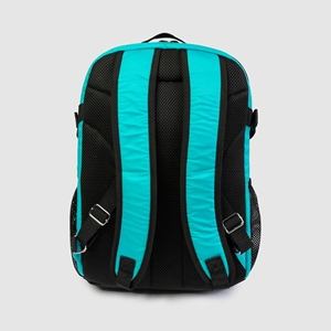 Cheerleading Printed Polyester <b>Backpack</b> Custom Teal Turquoise <b>Black</b> Trim Multi Pocket Buckle Strap Bulk Logo OEM - Product Image 4