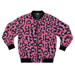 เสื้อแจ็คเก็ตบอมเบอร์ลายเสือดาวสำหรับผู้ชาย มีซิปด้านหน้า แขนเสื้อสีดำ ผลิตจากโพลีเอสเตอร์ เหมาะสำหรับใส่ลำลองในฤดูใบไม้ร่วง - Product Image 2