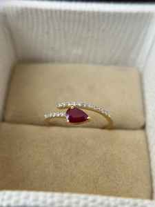 Bague en rubis naturel spécial, taille poire, vintage, argent sterling 925 plaqué or 14 carats, bijoux de fiançailles pour femmes - Product Image 6