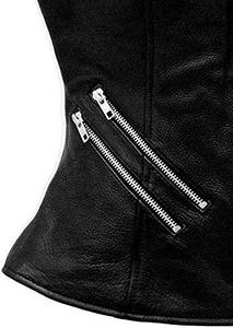 Chaleco de cuero genuino de piel de cordero negro para mujer, chaleco informal a la moda - Product Image 3