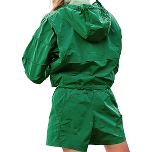 Conjunto Deportivo de Verano de 2 Piezas Hecho a Medida de Alta Calidad, Chaqueta Cortavientos de Lona con Cremallera y Pantalones Cortos Unisex - Product Image 3