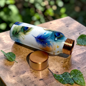 Bouteille en cuivre pur imprimée de motifs floraux lilas, sans joint, pour la santé ayurvédique, vente en gros - Product Image 2