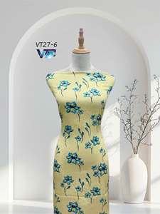 Tissu satiné tissé imprimé floral 100 % polyester 60 GSM 58/60 pouces léger respirant unisexe pour vêtements spéciaux de mariage - Product Image 6