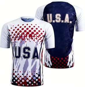 USA National Team Jersey Short Sleeve Polyester Sportswear Durable Design for <b>Men</b> Women Shirts - Product Image 1