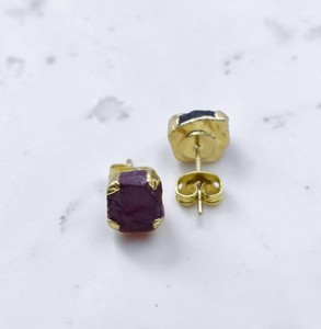 Raw Garnet Gemstone 8-10 MM <b>Studs</b> Earrings Jewelry - Wholesale Handmade <b>Studs</b> <b>for</b> <b>Men</b> and Women - Product Image 2