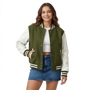Purple Varsity <b>Jacket</b> Women Men – Cream <b>Leather</b> Sleeves Ribbed Collar | <b>Retro</b> College Letterman Bomber <b>Jacket</b> Snap Button - Product Image 4