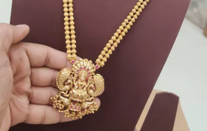 Conjunto de collar chapado en oro con aspecto de piedra de diseño exclusivo pulido antiguo de calidad superior con pendientes para boda para mujer - Product Image 2