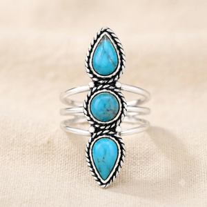 Mohave <b>Turquoise</b> Gemstone <b>Ring</b> 925 Silver Bezel Setting Bohemian Style Unisex Everyday Wear Gold Plated And Rose Gold Plated - Product Image 1