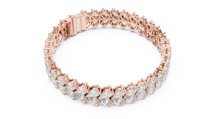Conjunto de Pulsera de Oro Rosa de 18 Quilates con Diamantes Cultivados en Laboratorio con Corte Pera y Baño de Rodio para Uso Diario/Oficina/Boda/Compromiso para Mujer - Product Image 2