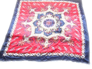 Elegant Women's Square Silk <b>Scarf</b> Floral Printed <b>Red</b> Navy Blue Satin Shawl Multi-Functional Fashion Accessory All Seasons - Product Image 2