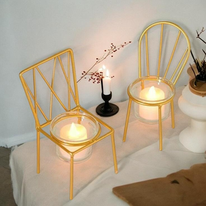 Porte-bougie en forme de chaise dorée en laiton, support pour bougie chauffe-plat, décoration d'intérieur, design résistant à la chaleur - Product Image 1