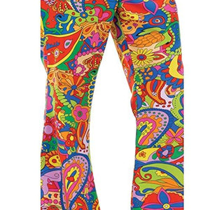 Pantalon évasé imprimé coloré pour homme, taille élastique, décorations à pompons, style décontracté d'été, tissu tissé extensible et respirant - Product Image 5