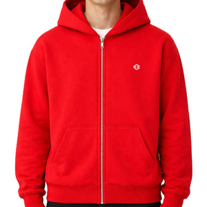 เสื้อฮู้ดซิปสีพื้น ผ้าฝ้ายฟลีซ ทรงโอเวอร์ไซส์ สตรีทแวร์ ซิปเต็มตัว ทรงหลวม รับทำโลโก้ ขายส่งจำนวนมาก - Product Image 4