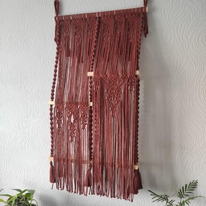 Red Wine Color Macrame Wall Hanging Storage Shelf For Perfumes <b>Small</b> Bottles And Accessories Multi Purpose Shelf From India - Product Image 2