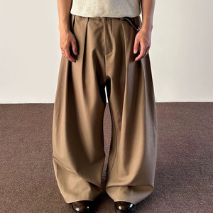 High Quality French Terry Cotton Oversized Baggy Sweatpants Custom Straight Curved Striped <b>Trousers</b> with <b>Drawstring</b> Rope - Product Image 1