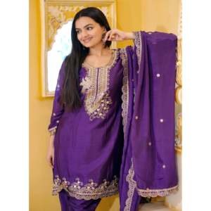 Women's Beautiful Sequence Embroidered Dhoti <b>Suit</b> Elegant Party Wear Set - Product Image 4