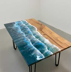 High End Solid Wood <b>Epoxy</b> Resin Dining <b>Table</b> Custom Live Edge River <b>Table</b> Handmade Luxury Furniture for Kitchen Dining Room - Product Image 5
