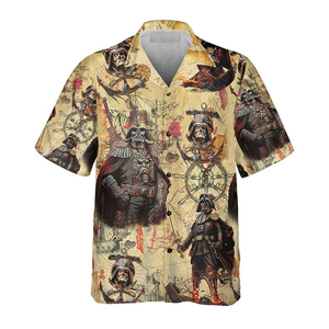 Chemise Hawaïenne Homme Col V Manches Courtes Respirante Motif Imprimé Tissu Popeline Impression par Sublimation OEM - Product Image 1